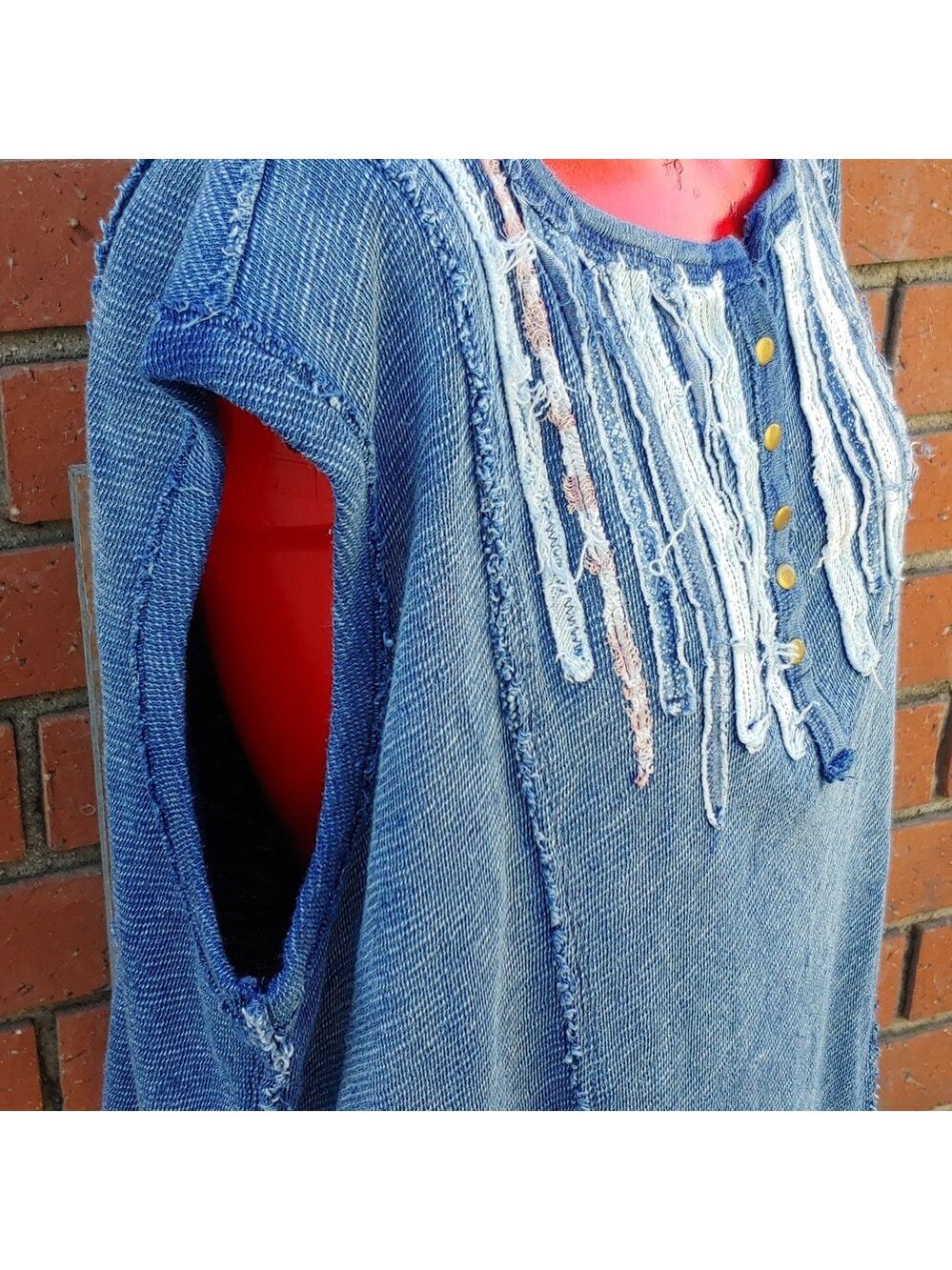 Free People Oversize Sleeveless Denim Color Knit Top by We The Free line XS - Picture 9 of 13